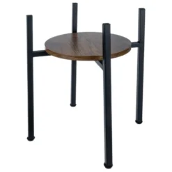 Blomsterställ i metall/MDF 40x26x26 cm svart/träfärgad, 20 kg