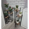 Blomsterställ 3 nivåer metall/MDF 81x27x27 cm svart/brun