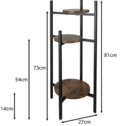 Blomsterställ 3 nivåer metall/MDF 81x27x27 cm svart/brun