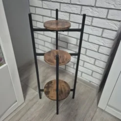 Blomsterställ 3 nivåer metall/MDF 81x27x27 cm svart/brun