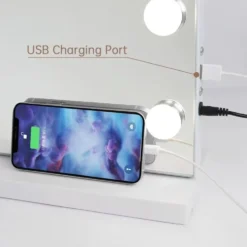 Bluetooth Hollywood spegel med belysning, 18 dimmer-LED-lampor, sminkspegel