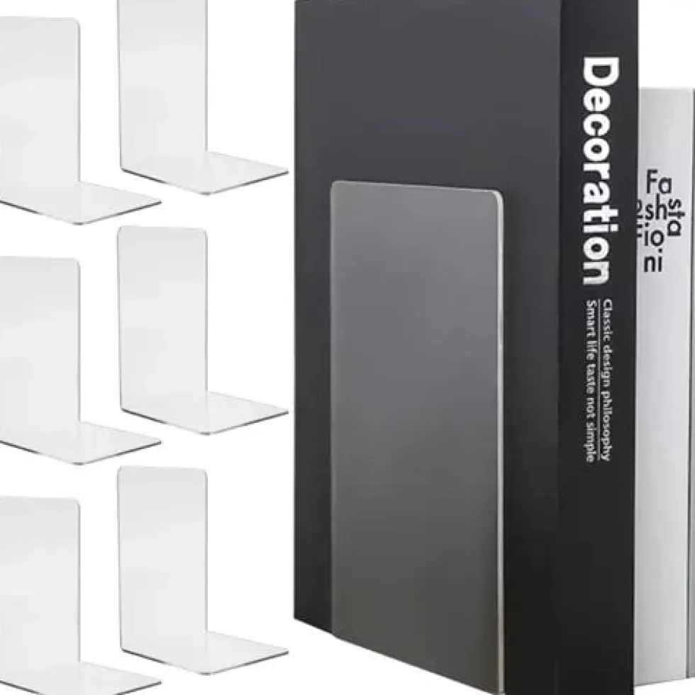 Bokstöd i transparent akryl 18,5x12x12 cm 6-pack