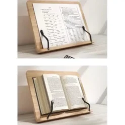 Bokställ i bambu justerbart för böcker/surfplatta/laptop 28 cm