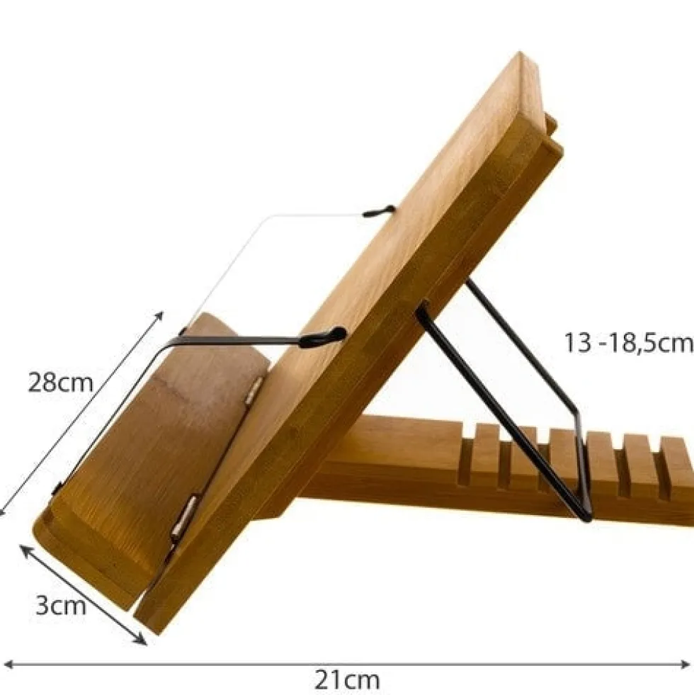 Bokställ i bambu justerbart för böcker/surfplatta/laptop 28 cm