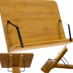 Bokställ i bambu justerbart för böcker/surfplatta/laptop 28 cm