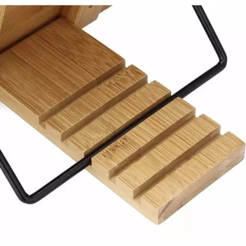 Bokställ i bambu justerbart för böcker/surfplatta/laptop 28 cm