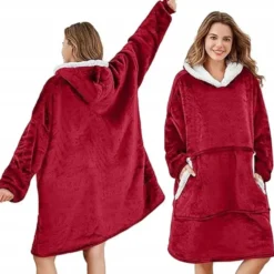 100% Bomull Oversize Blanket Snuggie Röd