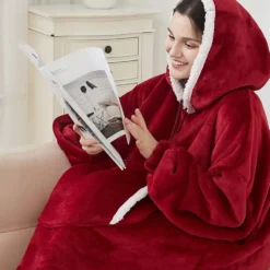 100% Bomull Oversize Blanket Snuggie Röd