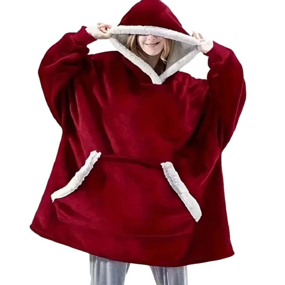 100% Bomull Oversize Blanket Snuggie Röd