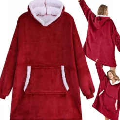 100% Bomull Oversize Blanket Snuggie Röd