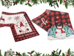 Bordslöpare jul 180 x 32 cm motiv tomte/snögubbe blandade färger