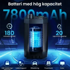 Bärbar campingdusch 7800mAh med 20L vattenpåse - Uppladdningsbar pump för friluftsliv - Hopfällbar och lätt att packa - För resa och trädgård