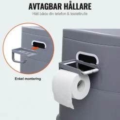 Bärbar camping- och restoalett 1,3 gal - Löstagbar innerhink för enkel tömning - Avtagbar pappershållare - För husbil, camping och långa bilresor
