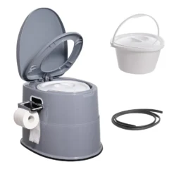 Bärbar camping- och restoalett 1,3 gal - Löstagbar innerhink för enkel tömning - Avtagbar pappershållare - För husbil, camping och långa bilresor