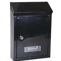 Brevlåda väggmontering låsbar svart 26,5x18,5x6,5 cm 2 nycklar
