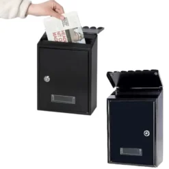 Brevlåda väggmontering låsbar svart 26,5x18,5x6,5 cm 2 nycklar