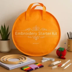 Broderikit 207 delar med 100 färger, trådar 8 m, 5 broderiram