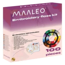 Broderikit 207 delar med 100 färger, trådar 8 m, 5 broderiram