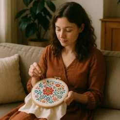Broderikit 207 delar med 100 färger, trådar 8 m, 5 broderiram
