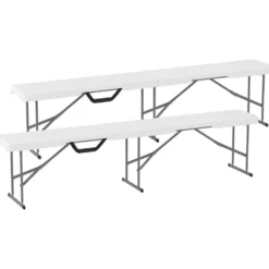 Campingbänk, plast, 240 kg lastkapacitet, vit, utomhusbänk