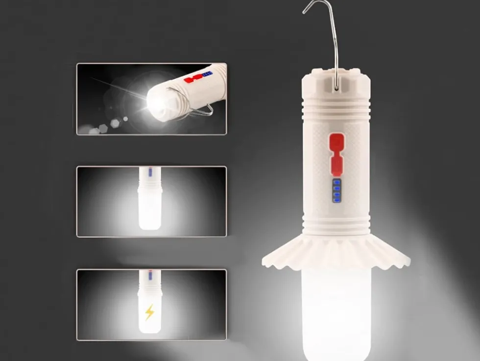 Campinglampa med powerbank och LED-ficklampa