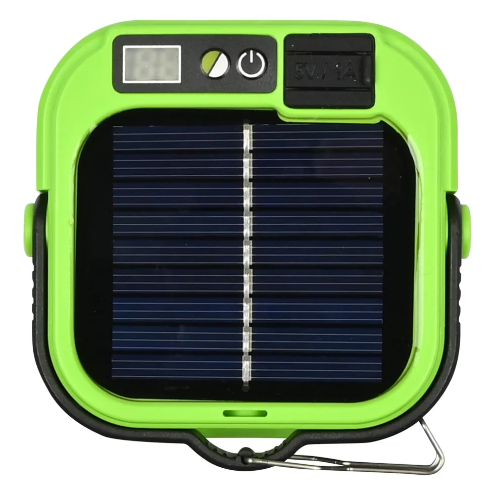 Campinglampa med solcell och powerbank