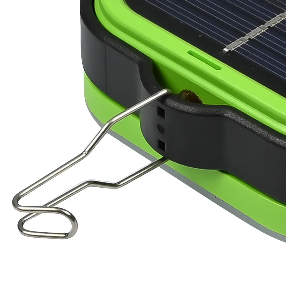 Campinglampa med solcell och powerbank