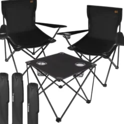 Campingstolar med bord 3-delat set