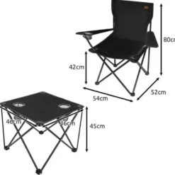 Campingstolar med bord 3-delat set