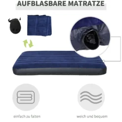 Campingtält för 2 personer med tältsäng och luftmadrass, grönt set