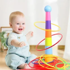 Children Throw Circle Game Ferrule Stacked Toys Fun Indoor Outdoor Parent-Child Interactive Circle Layers Early Education Gift