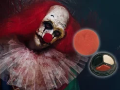 Clownsmink set 3 färger inkl röd näsa svamp sticka 2 eyeliner
