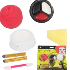 Clownsmink set 3 färger inkl röd näsa svamp sticka 2 eyeliner