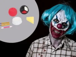 Clownsmink set 3 färger inkl röd näsa svamp sticka 2 eyeliner