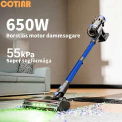 COTAR V22 650W 55000PA Sladdlös Dammsugare Handhållen 5-i-1 Städtillbehör LED-skärm Avtagbart Batteri 60 min Drifttid