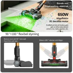 COTAR V22 650W 55000PA Sladdlös Dammsugare Handhållen 5-i-1 Städtillbehör LED-skärm Avtagbart Batteri 60 min Drifttid