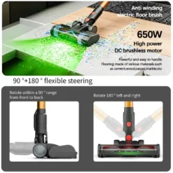 COTAR V22 650W 55000PA Sladdlös Dammsugare Handhållen 5-i-1 Städtillbehör LED-skärm Avtagbart Batteri 60 min Drifttid