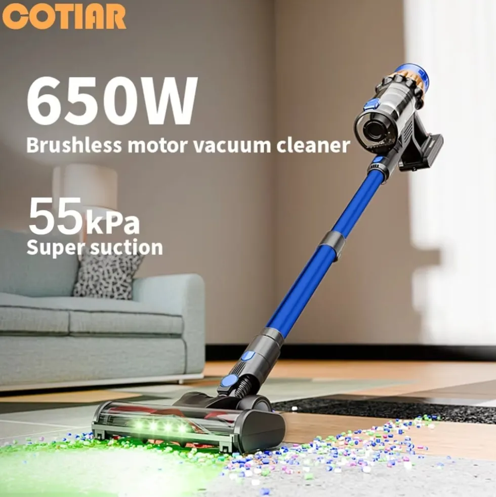 COTAR V22 650W 55000PA Sladdlös Dammsugare Handhållen 5-i-1 Städtillbehör LED-skärm Avtagbart Batteri 60 min Drifttid