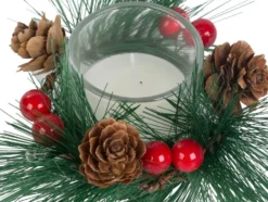 Dekorationsljus i glas med julkransmotiv 2-pack 6x5 cm