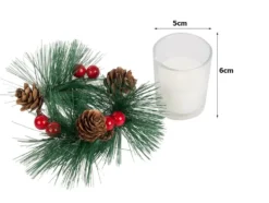 Dekorationsljus i glas med julkransmotiv 2-pack 6x5 cm