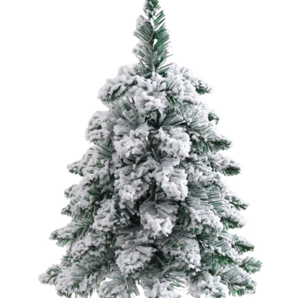 Dekorativ julgran 60 cm med snöeffekt och trästam, smal modell