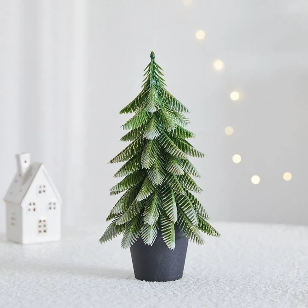 Dekorativt julträd i kruka 32 cm silver