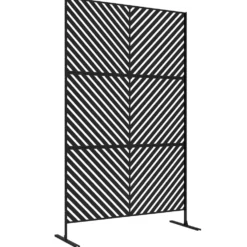 Dekorativ utomhusskärm med geometriskt öppet mönster i metall - 122 x 45 x 198 cm, svart