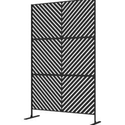 Dekorativ utomhusskärm med geometriskt öppet mönster i metall - 122 x 45 x 198 cm, svart