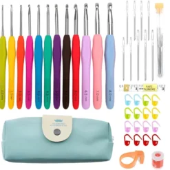 45-delar kit med virknålar, markörer, måttband - Knitting Kit