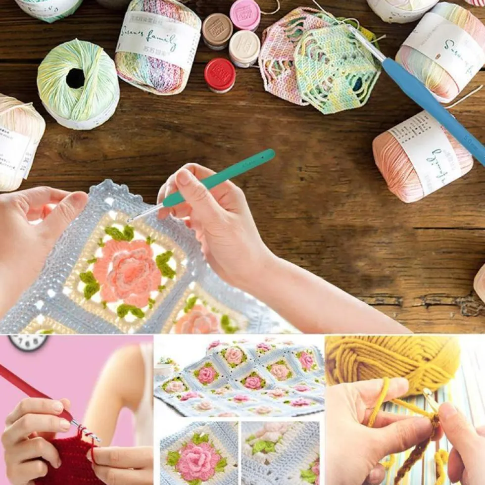 45-delar kit med virknålar, markörer, måttband - Knitting Kit