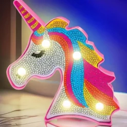 Diamond Painting LED-lampa för barn / Enhörning