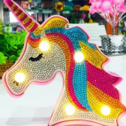 Diamond Painting LED-lampa för barn / Enhörning