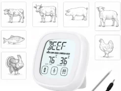 Digital stektermometer med touchscreen och probe 120 cm vit