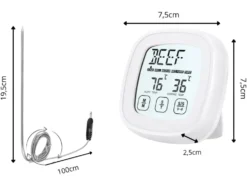 Digital stektermometer med touchscreen och probe 120 cm vit